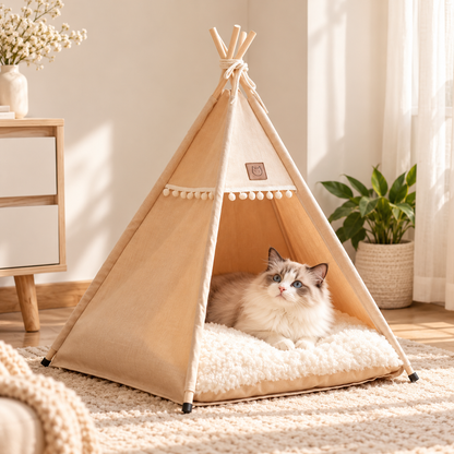 The Darling Teepee | Cosy Linen Cat Tent & Bed